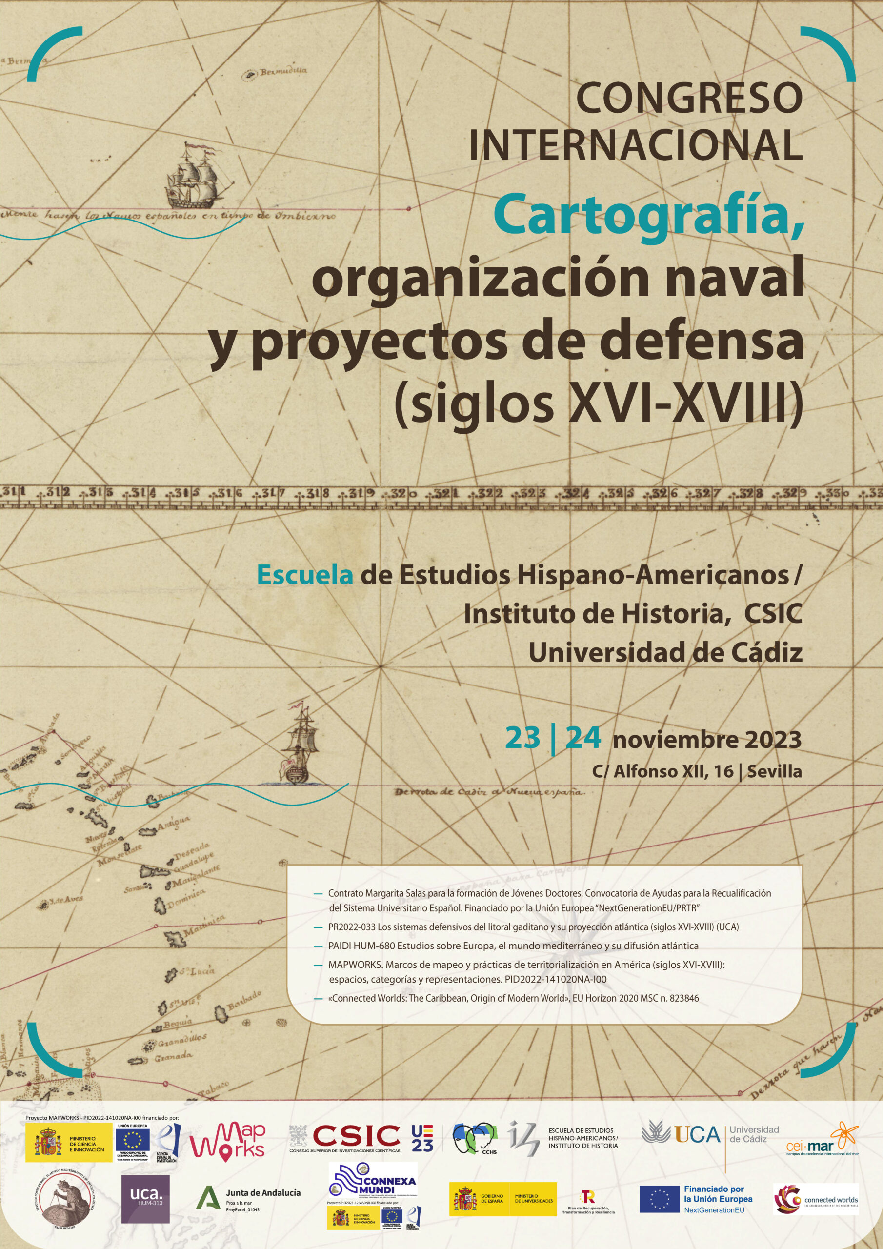 Portada Congreso Internacional “Cartografía, organización naval y proyectos de defensa en los siglos XVI-XVIII”